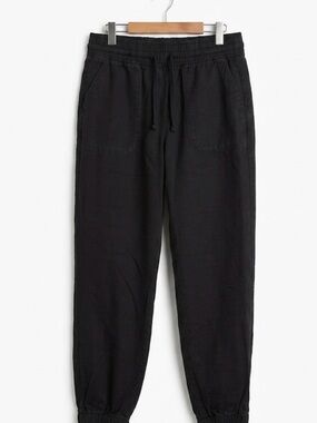 Divided Black Drawstring Jogger Pants